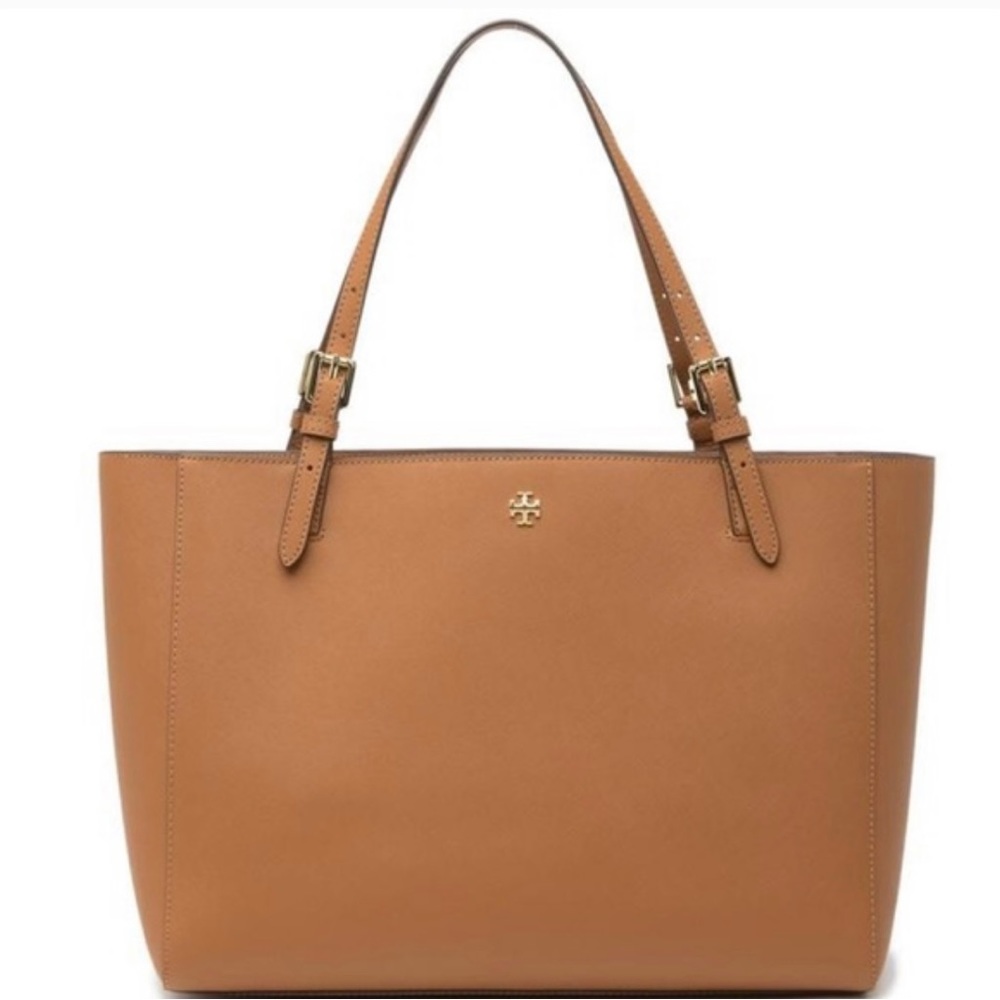 Tory Burch Emerson Brown Saffiano Leather Tote